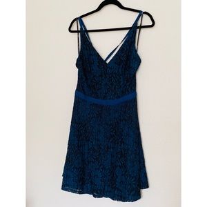 Lulu’s lace overlay sapphire dress